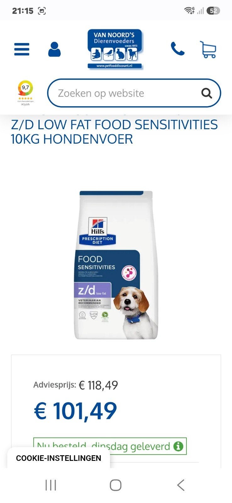 Hills z/d droogvoer en 1 blik, Dieren en Toebehoren, Ophalen of Verzenden, Hond