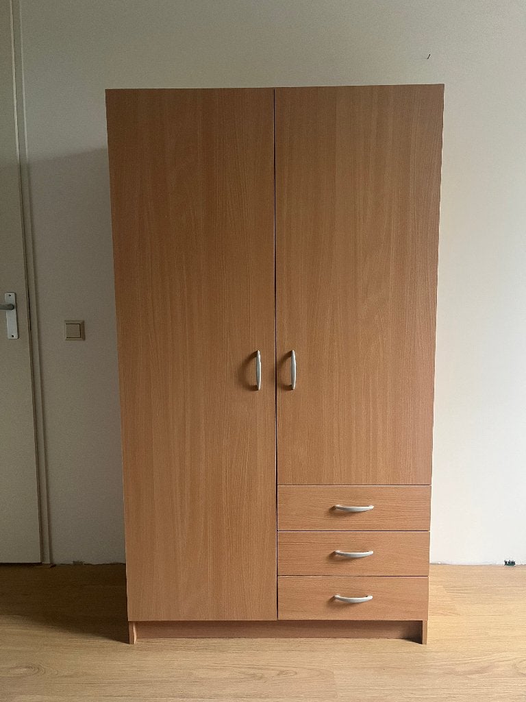 2-deurs kledingkast met lades en hangruimte, Gebruikt, 50 tot 100 cm, 150 tot 200 cm, 50 tot 75 cm