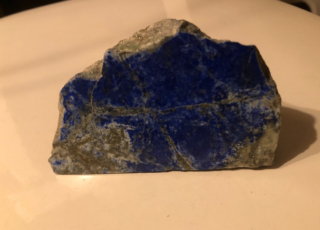 Lapis Lazuli eenzijdig gepolijst met veel pyriet, Verzamelen, Ophalen of Verzenden, Mineraal