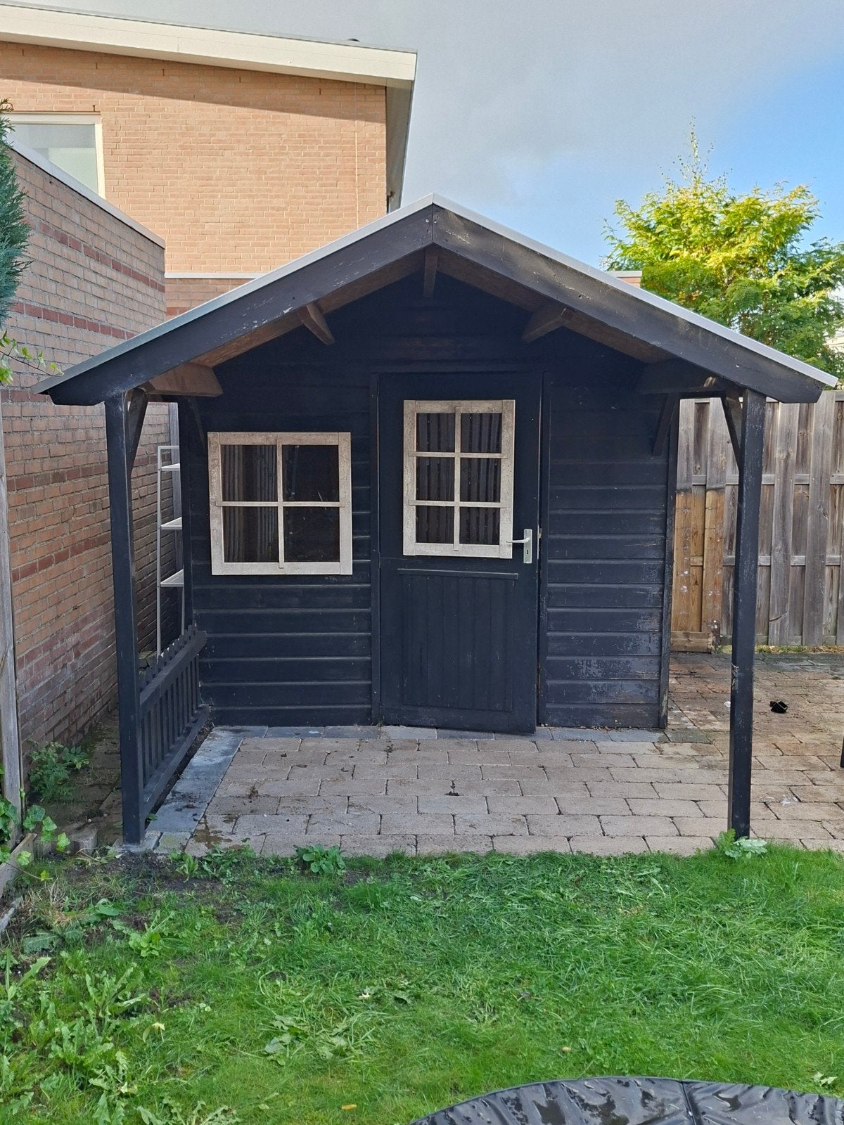 Houten berging met overkapping, Ophalen, Gebruikt, Hout, Overige typen