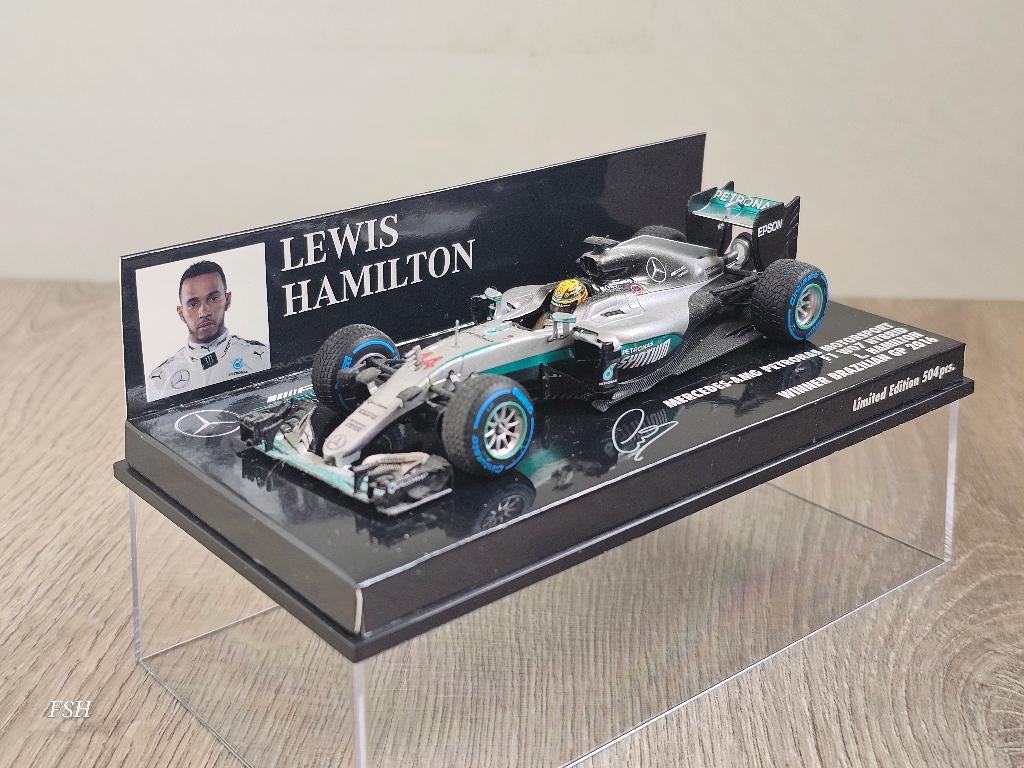 Mercedes W07, Lewis Hamilton, Winner GP Brazil 2016. TOPPER, Ophalen of Verzenden, Zo goed als nieuw, Auto, MiniChamps