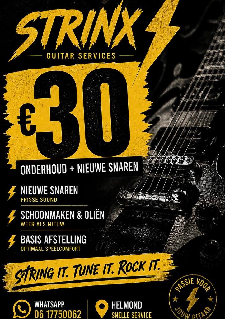 Gitaar onderhoud + nieuwe snaren voor €30 | Helmond, Ophalen of Verzenden