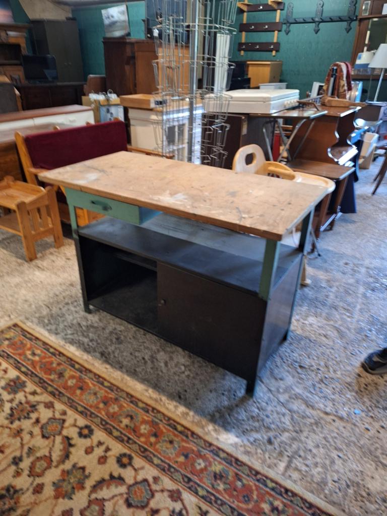 Werkbank klein metaal houtenblad 120 x 60 x 85 werk bank, Ophalen, Gebruikt, 120 tot 170 cm