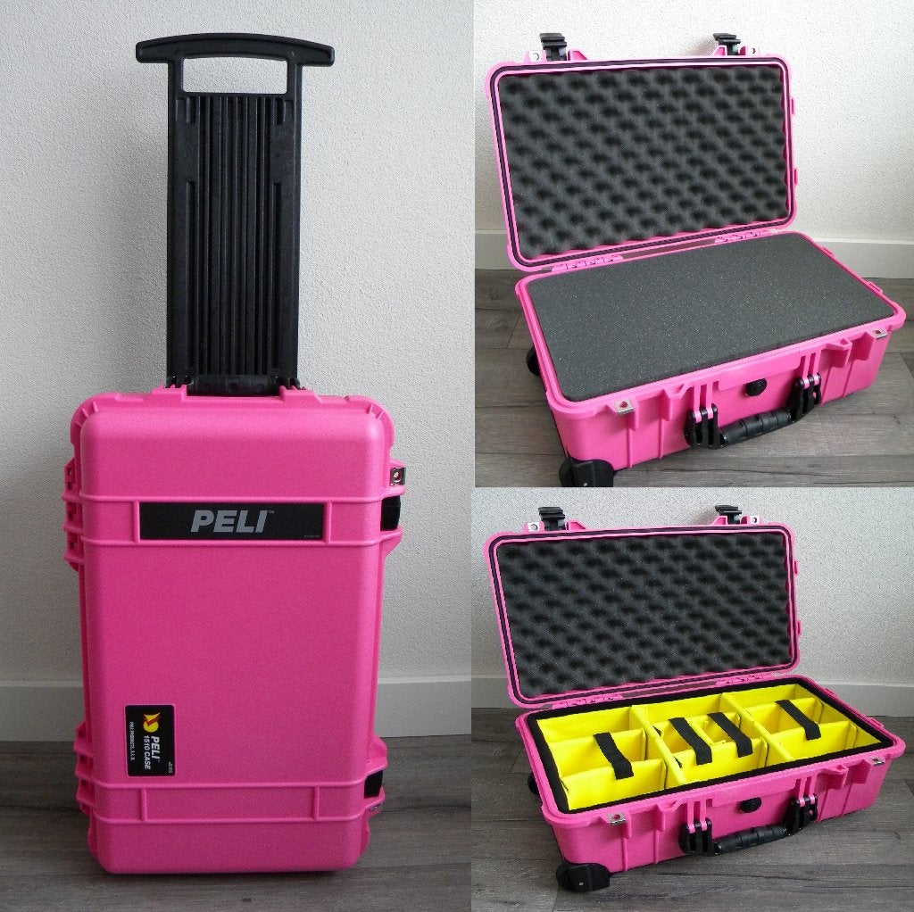 Pelicase 1510 met Trolley in ROZE in diverse uitv. va € 318, Audio, Tv en Foto, Fotografie | Fototassen, Verstelbare indeling