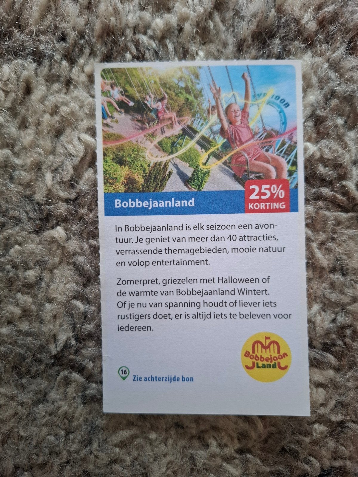 Bobbejaanland 25% korting, Drie personen of meer, Kortingsbon, Pretpark