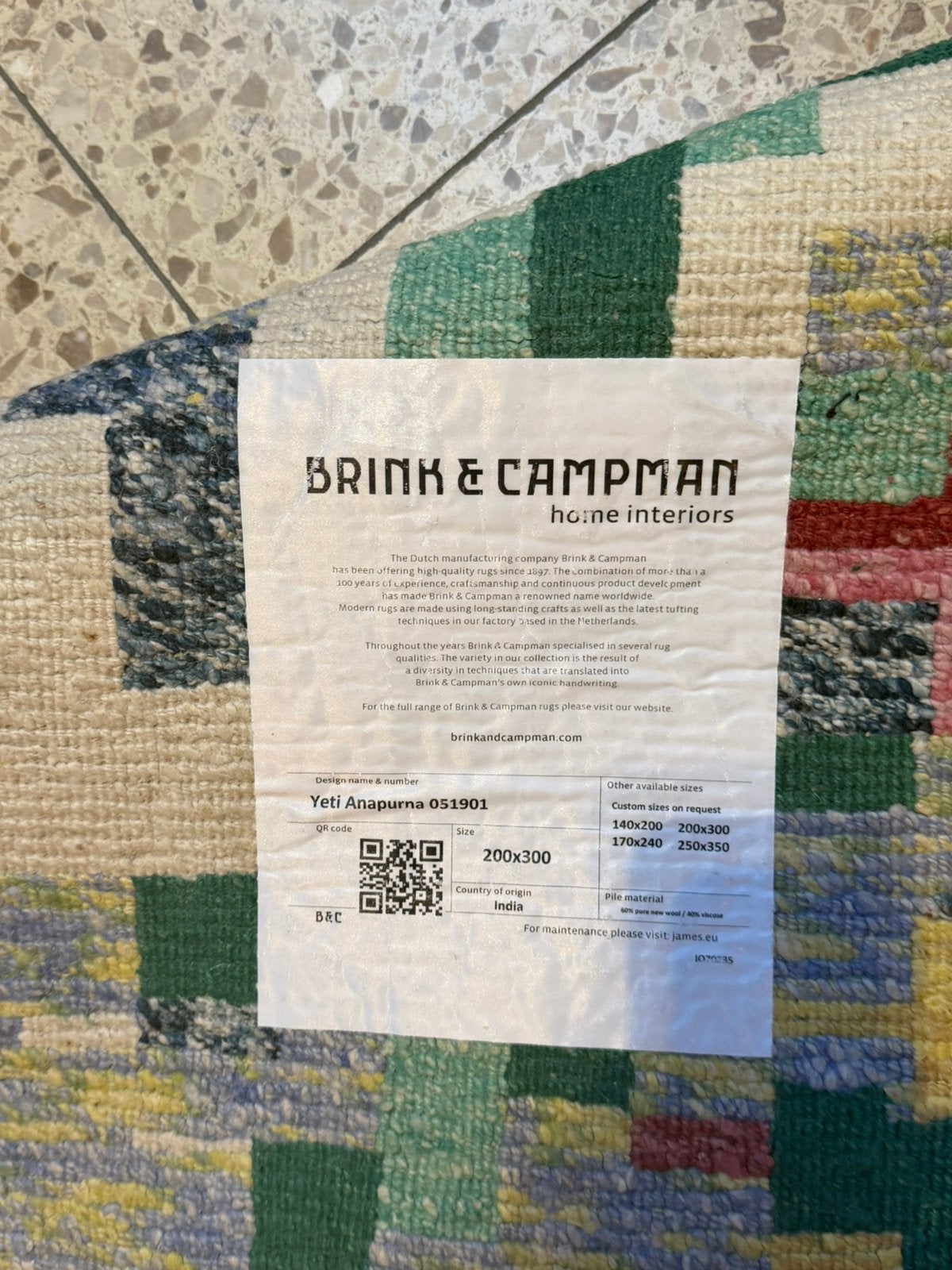Brink en Campman Anapurna 51901 NIEUW 2x3, Ophalen, Nieuw, Rechthoekig, 200 cm of meer