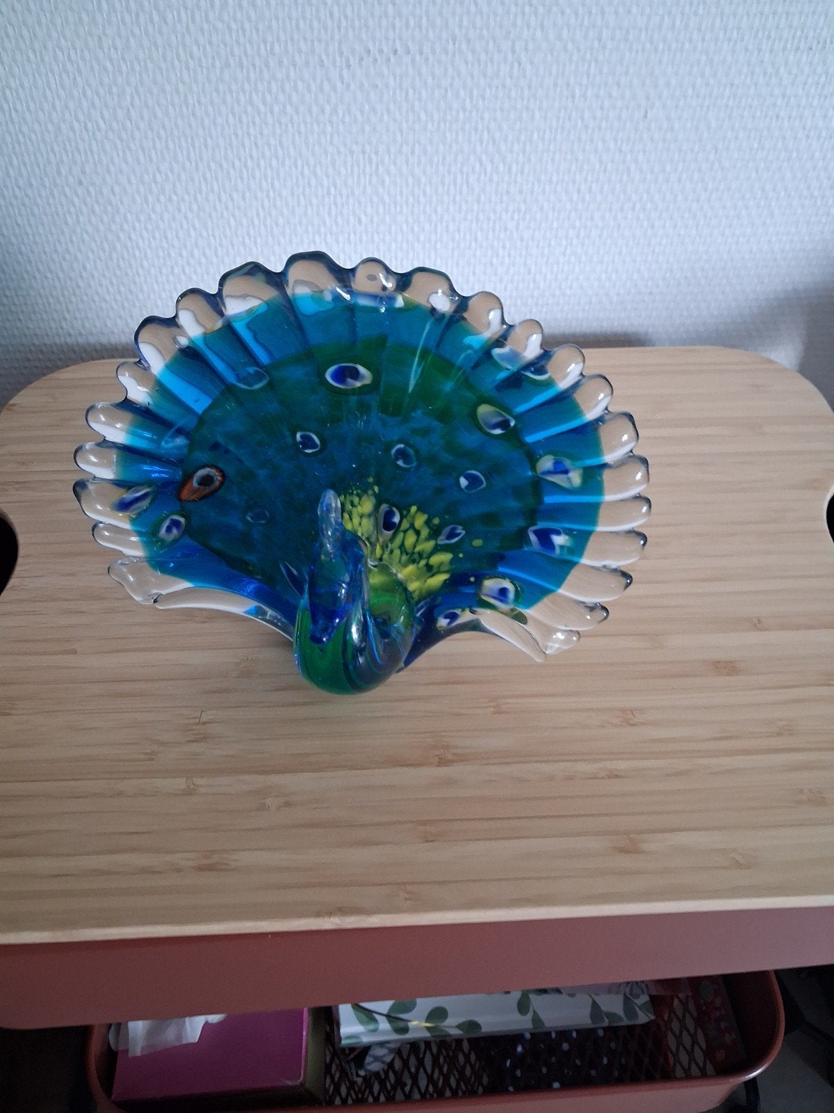 unieke pauw glas, Ophalen, Rond, Glas