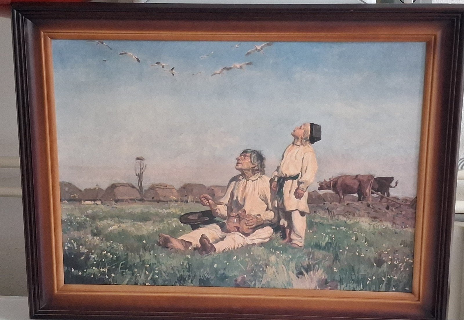 Józef Chełmoński - Bociany (Ooievaars) - Ingelijst, Ophalen, Realistisch, Landschap, Print