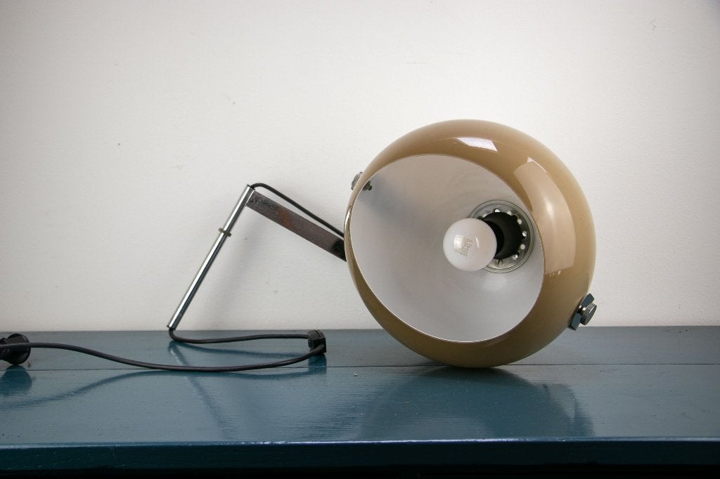 Dijkstra wandlamp jaren 70, eyeball, chroom, Gebruikt, Overige merken, Metaal, Wandlamp