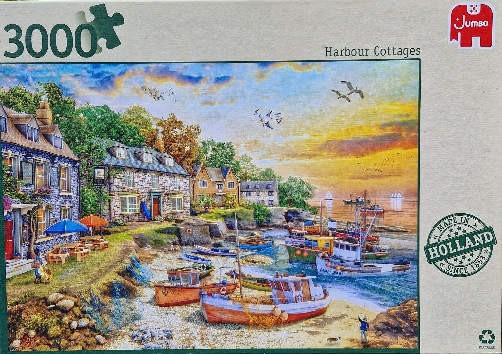 Puzzel  "Harbour Cottages"  (3000 stukjes), Ophalen of Verzenden, Meer dan 1500 stukjes, Zo goed als nieuw, Legpuzzel