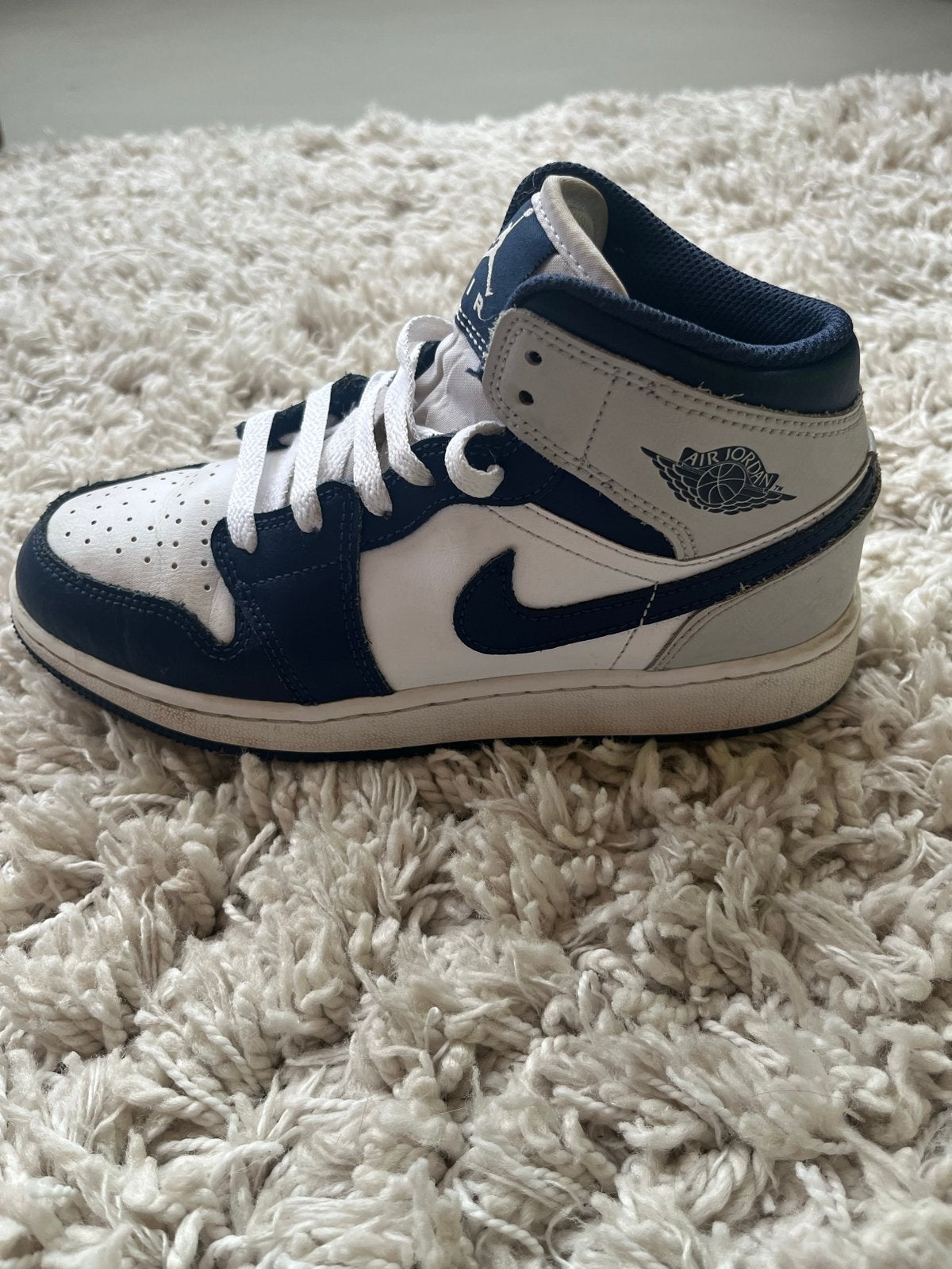 Nike Air Jordan 1 Mid sneakers - Maat 36, Kleding | Heren, Ophalen of Verzenden, Zo goed als nieuw, Blauw, Sneakers of Gympen