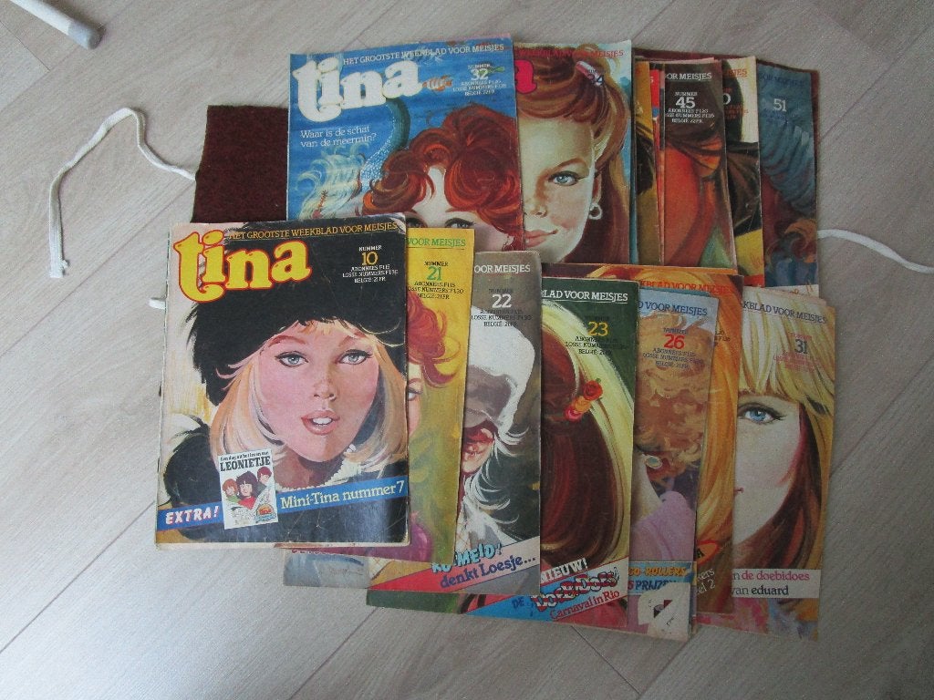 Tijdschrift TIna jaargang 1980-1988, Gelezen, Tina, Ophalen of Verzenden, Meerdere stripboeken