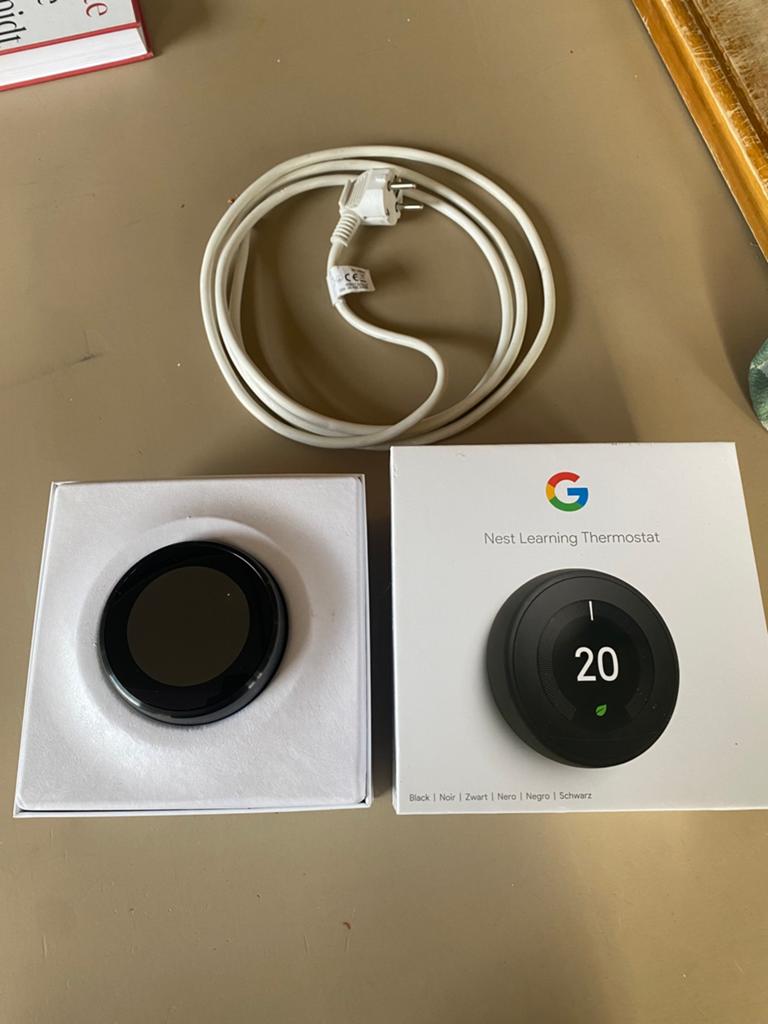 Google Nest learning thermostaat zwart rvs, Ophalen of Verzenden, Slimme thermostaat, Zo goed als nieuw