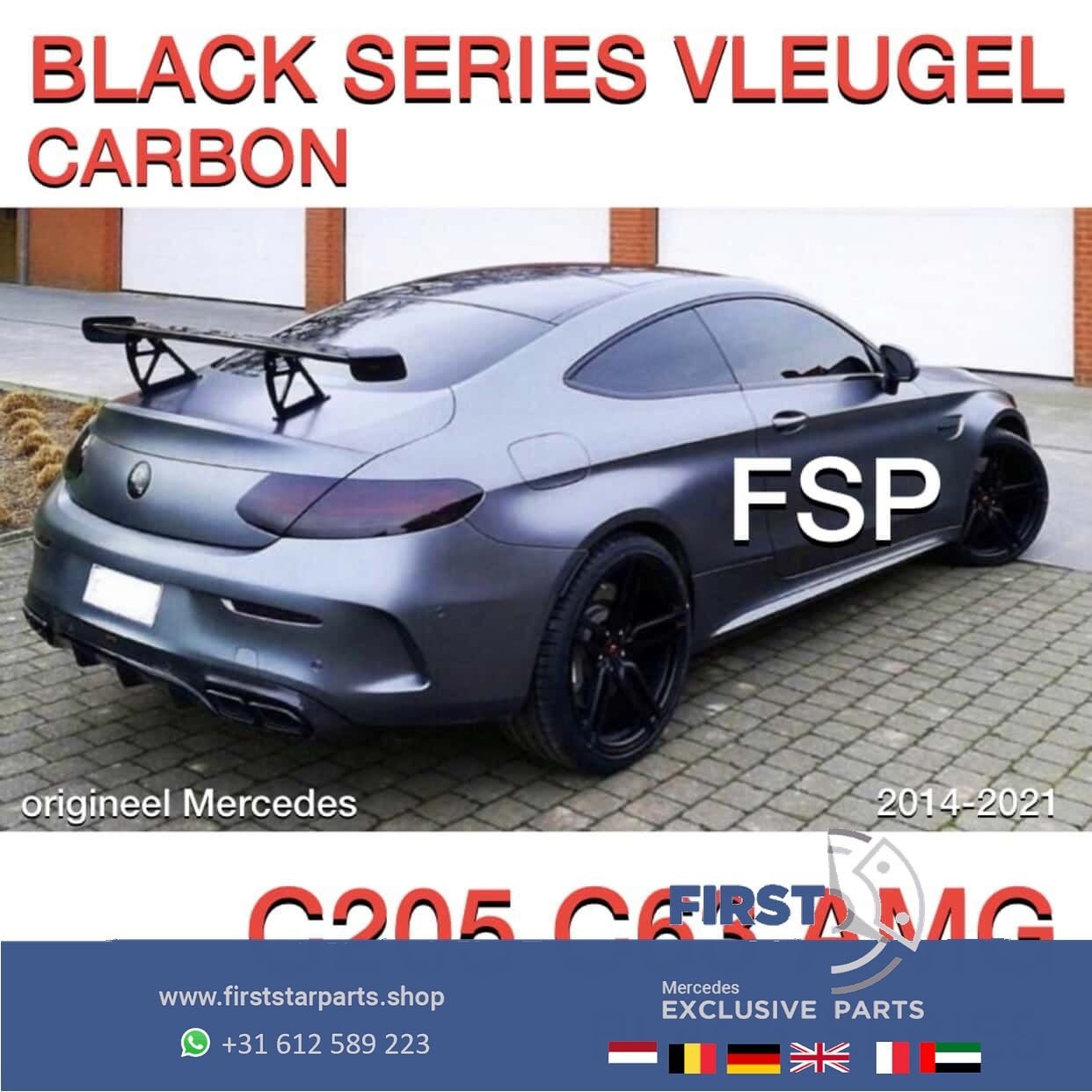 W205 C205 COUPÉ C43 C63 AMG BLACK SERIES CARBON VLEUGEL Merc, Gebruikt, Ophalen of Verzenden, Achter, -