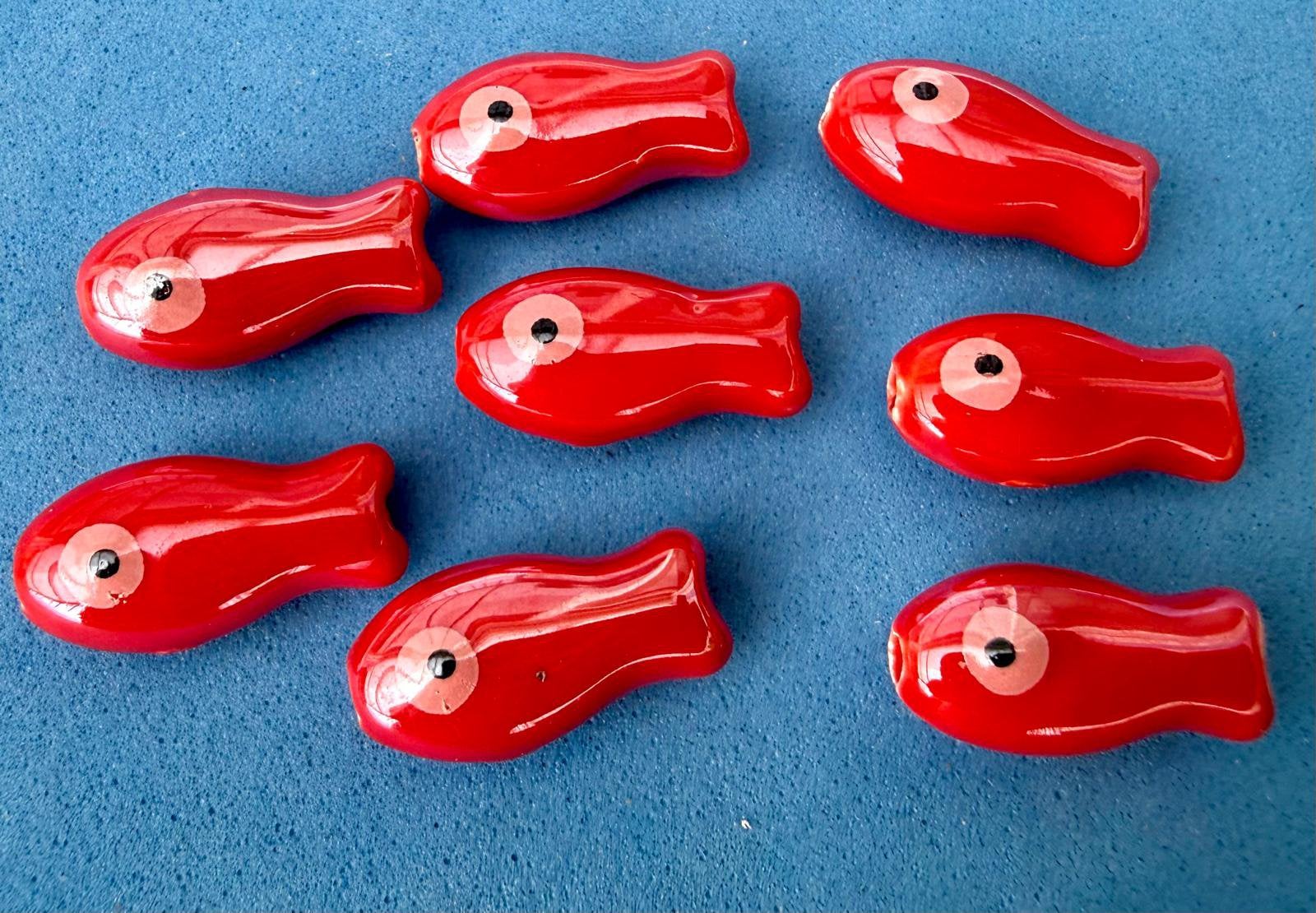 8 keramische vis kralen kleur rood- 109, Ophalen of Verzenden, Nieuw, Kraal