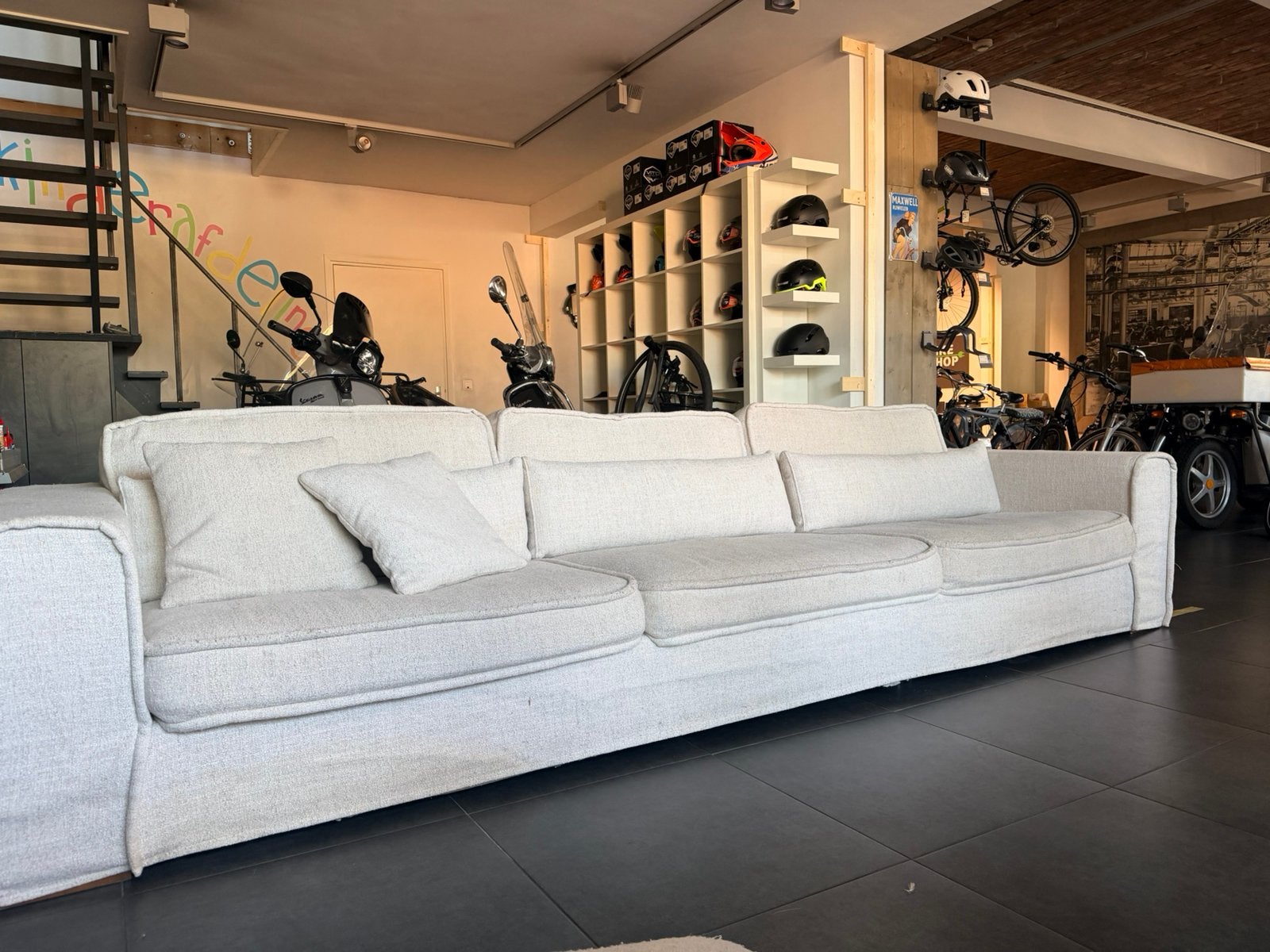 Riviera maison 3,5 meter metropolis bank met extra hoes, Ophalen of Verzenden, Zo goed als nieuw, Riviera maison 3,5 meter