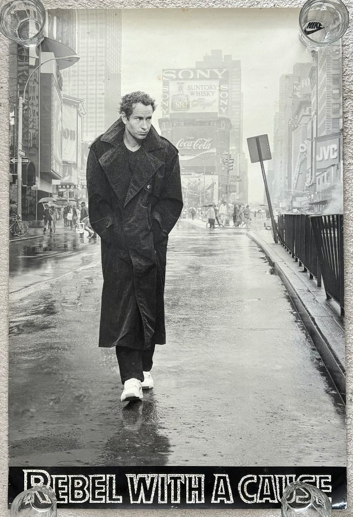 Vintage Nike poster - John McEnroe: “Rebel with a cause”, Ophalen of Verzenden, Sport, A1 t/m A3, Rechthoekig Staand