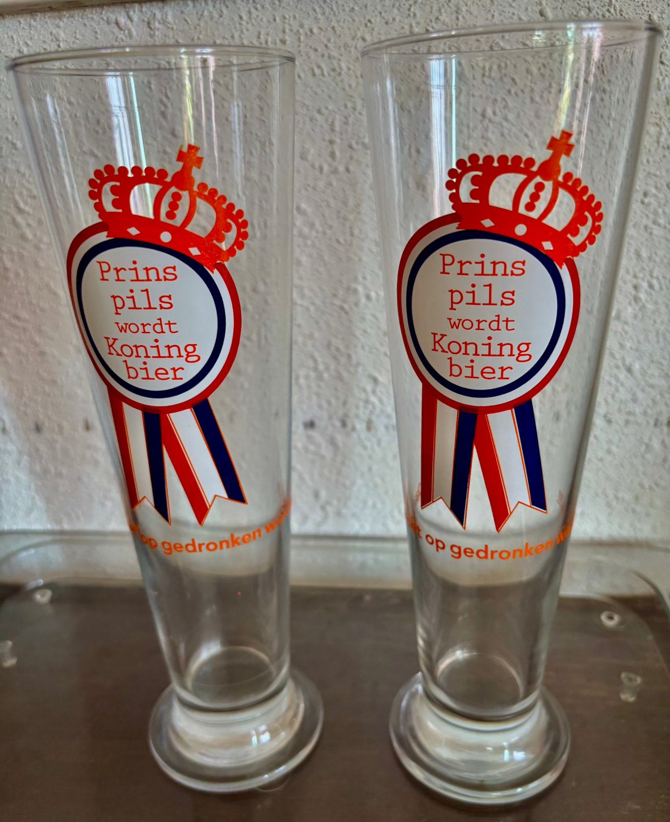 Prins Pils wordt Koning bierglazen ,kronings jaar 2013, Verzamelen, Ophalen of Verzenden, Nieuw, Glas of Glazen, Overige merken