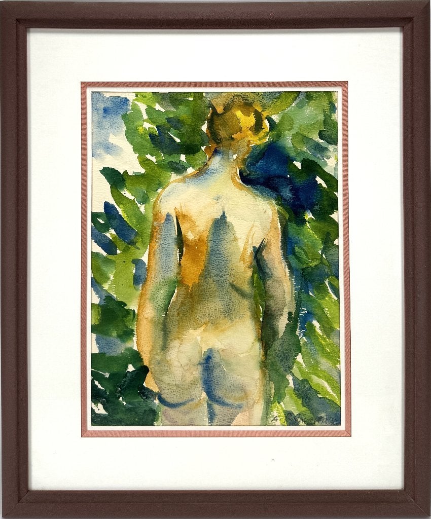 1118. Aquarel, Alicia Rymowicz - staand vrouwelijk naakt, Antiek en Kunst, Ophalen
