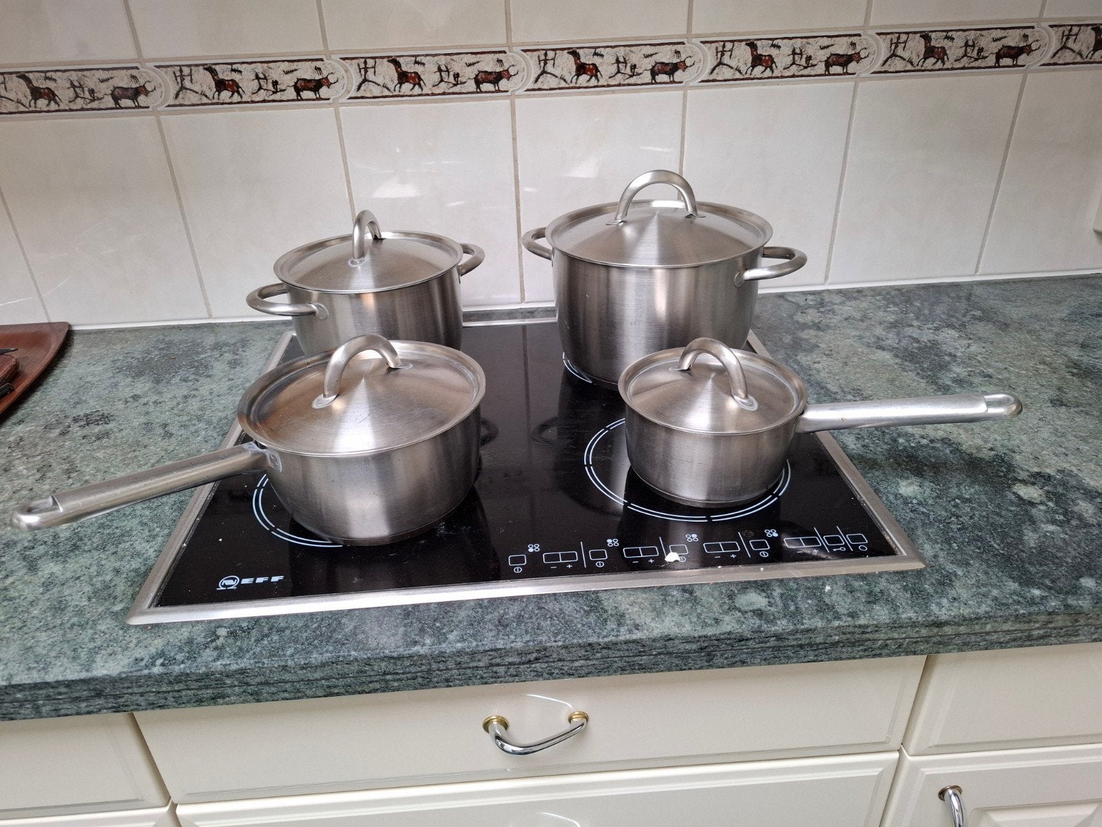 IKEA 4-delige pannenset, braadpan en wok - Inductie, Ophalen, Gebruikt, Pannenset, IKEA