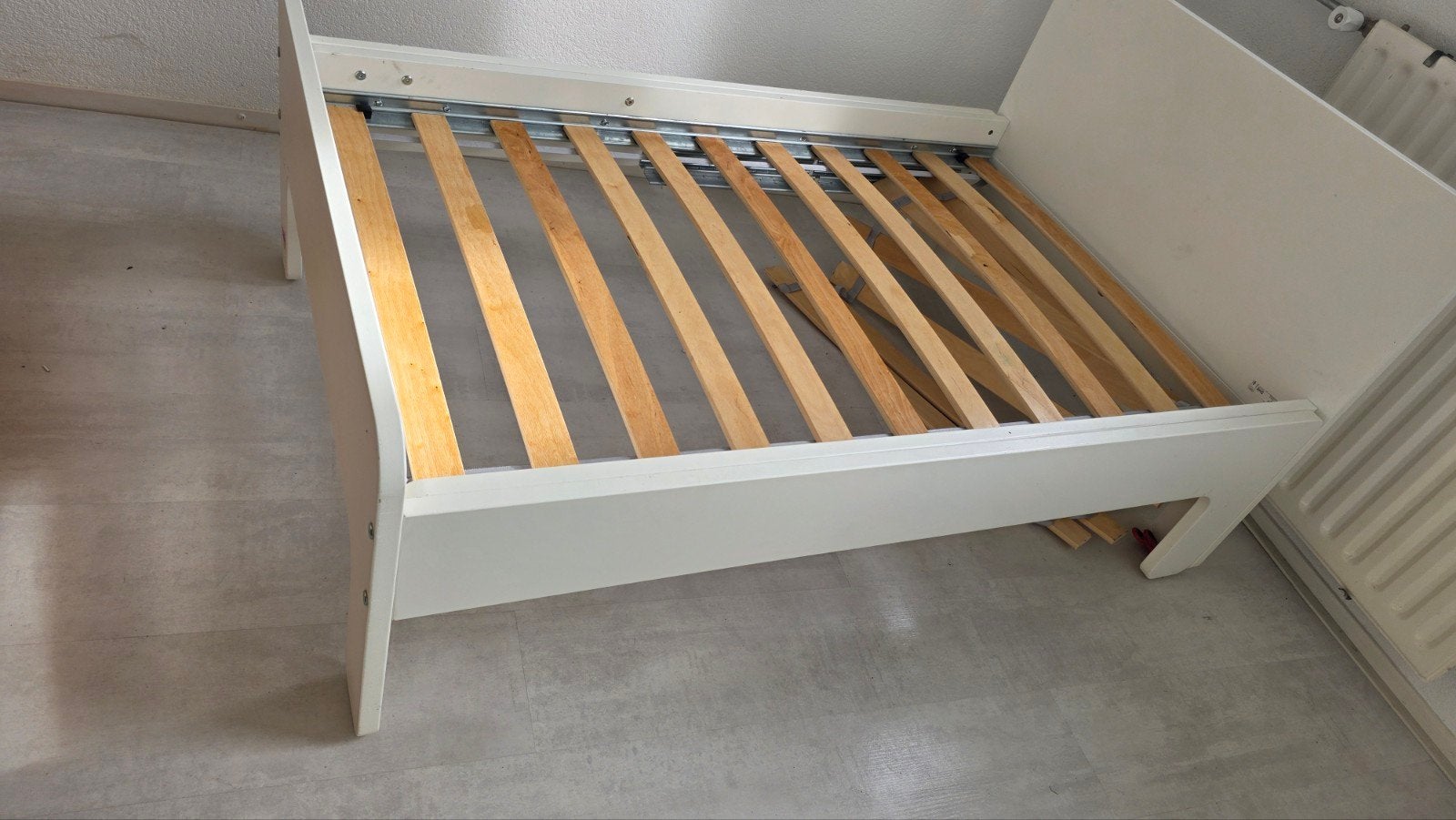 Kinderbed IKEA SLÄKT bedframe met LURÖY lattenbodem - Wit, 9, Ophalen, 90 cm, Eenpersoons, Wit