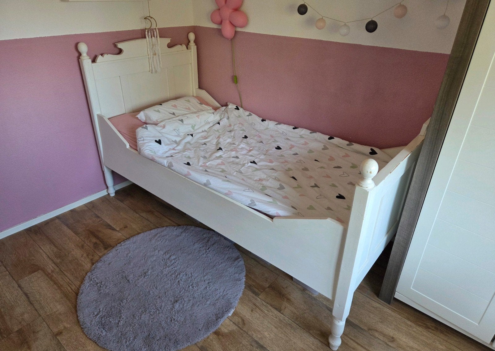 Wit eenpersoonsbed met verstelbaar lattenbodem, Ophalen, 90 cm, Eenpersoons, Wit