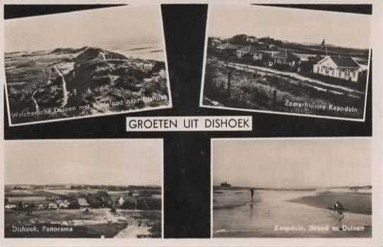 Dishoek 4 luik Groeten uit, Verzenden, 1940 tot 1960, Ongelopen, Zeeland