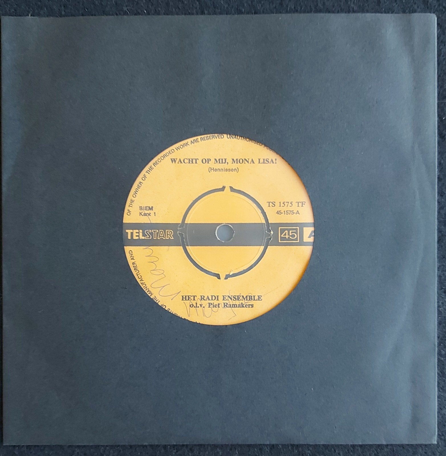 Het Radi Ensemble - Wacht op mij, Mona Lisa (1970), Gebruikt, 7 inch, Ophalen of Verzenden, Nederlandstalig