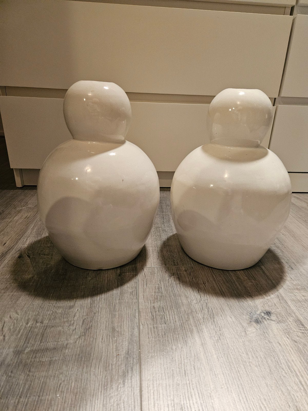Set van 2 Witte Vazen, Ophalen, Gebruikt, Wit, Steen/keramiek