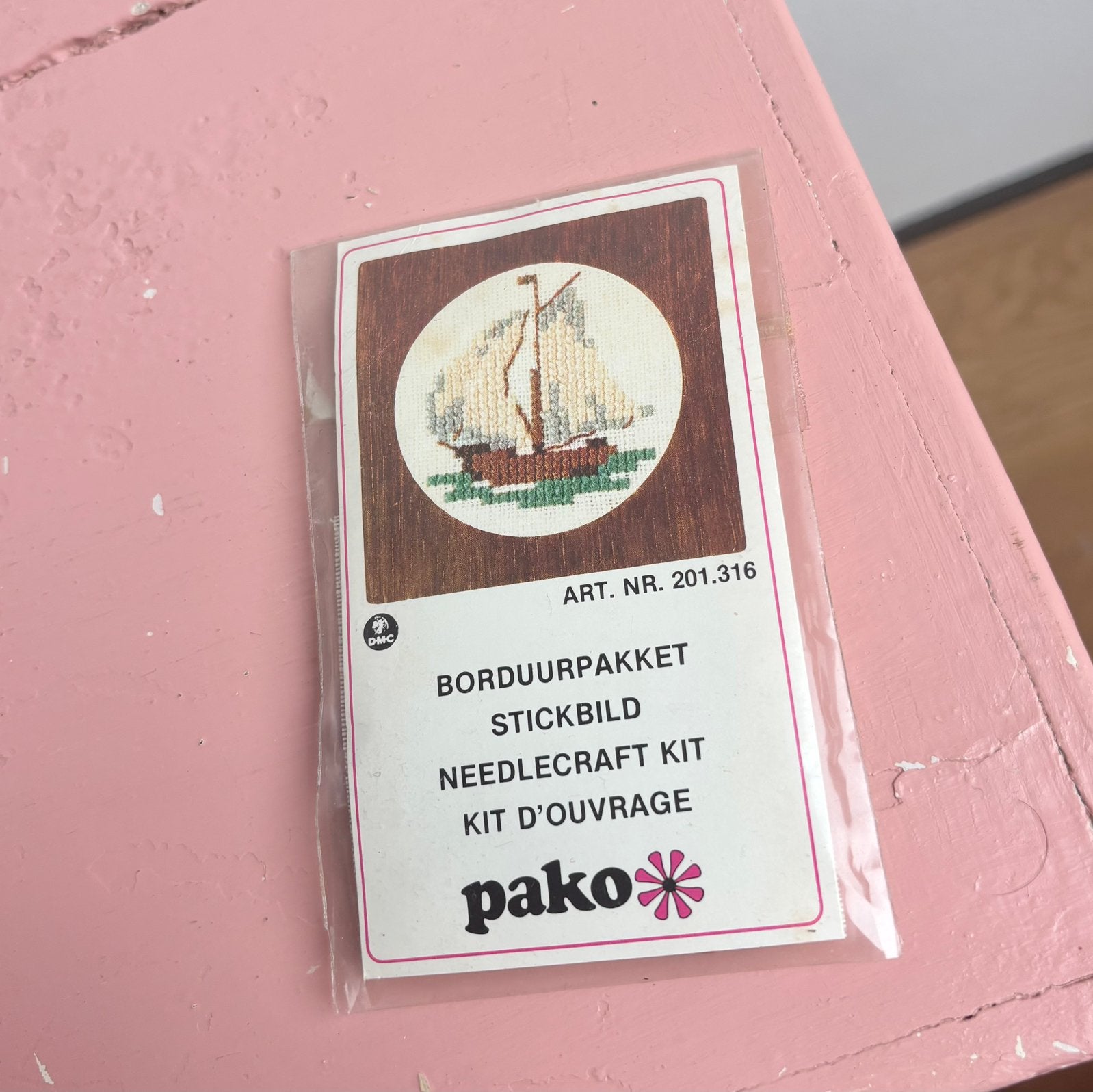 Vintage pako Borduurpakket Zeilschip (201.316), Hobby en Vrije tijd, Ophalen of Verzenden, Zo goed als nieuw, Borduurpakket