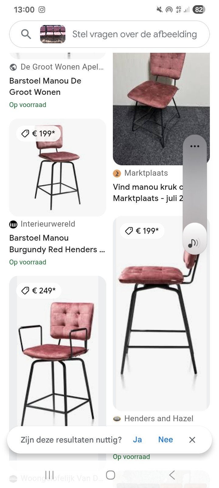 Henders & Hazel Manou barkrukken met draaiende zitjes, Draaibaar, Gebruikt, 60 tot 90 cm, Ophalen of Verzenden