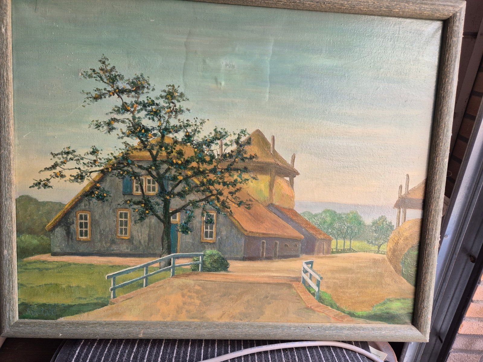 Schilderij J.J. Gerstel R'dam - Landschap met boerderij, Ophalen