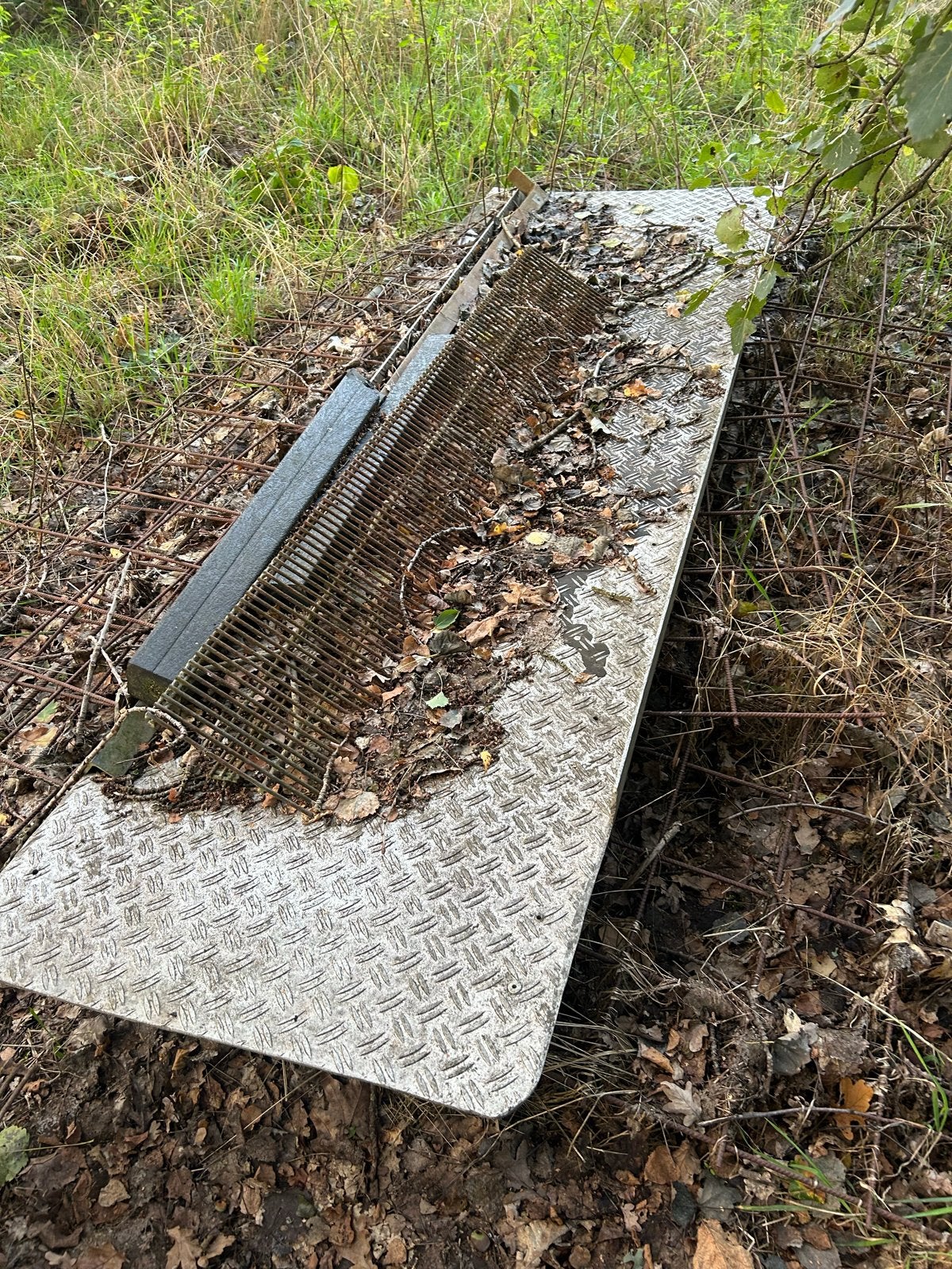 Aluminium traanplaat oprijplaat 245x69 cm met opstaande rand, Ophalen, Gebruikt
