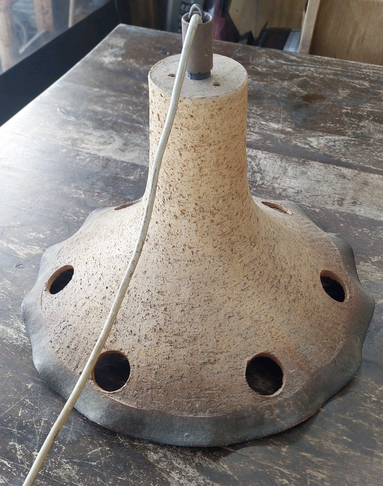 fatlava hanglamp keramieke lamp w.germany trompetlamp60,70, Ophalen, Gebruikt, Keramiek, Vintage fatlavalamp trompet lamp keramiek