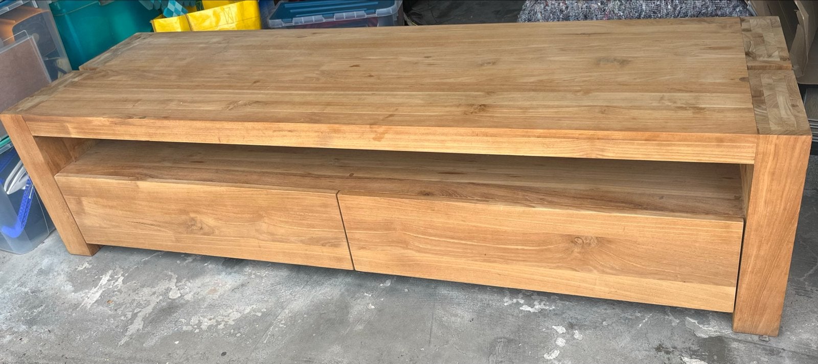 Foucault Massief Teakhouten TV-meubel met Lades, Ophalen, Gebruikt, 150 tot 200 cm, Teakhout