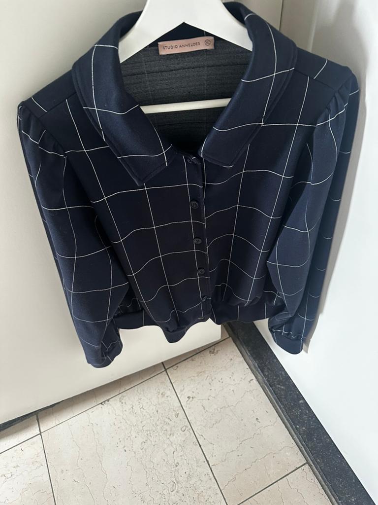 Studio Anneloes blauw ruiten tricot jasje maat XL, Kleding | Dames, Verzenden, Zo goed als nieuw, Maat 46/48 (XL) of groter, Blauw