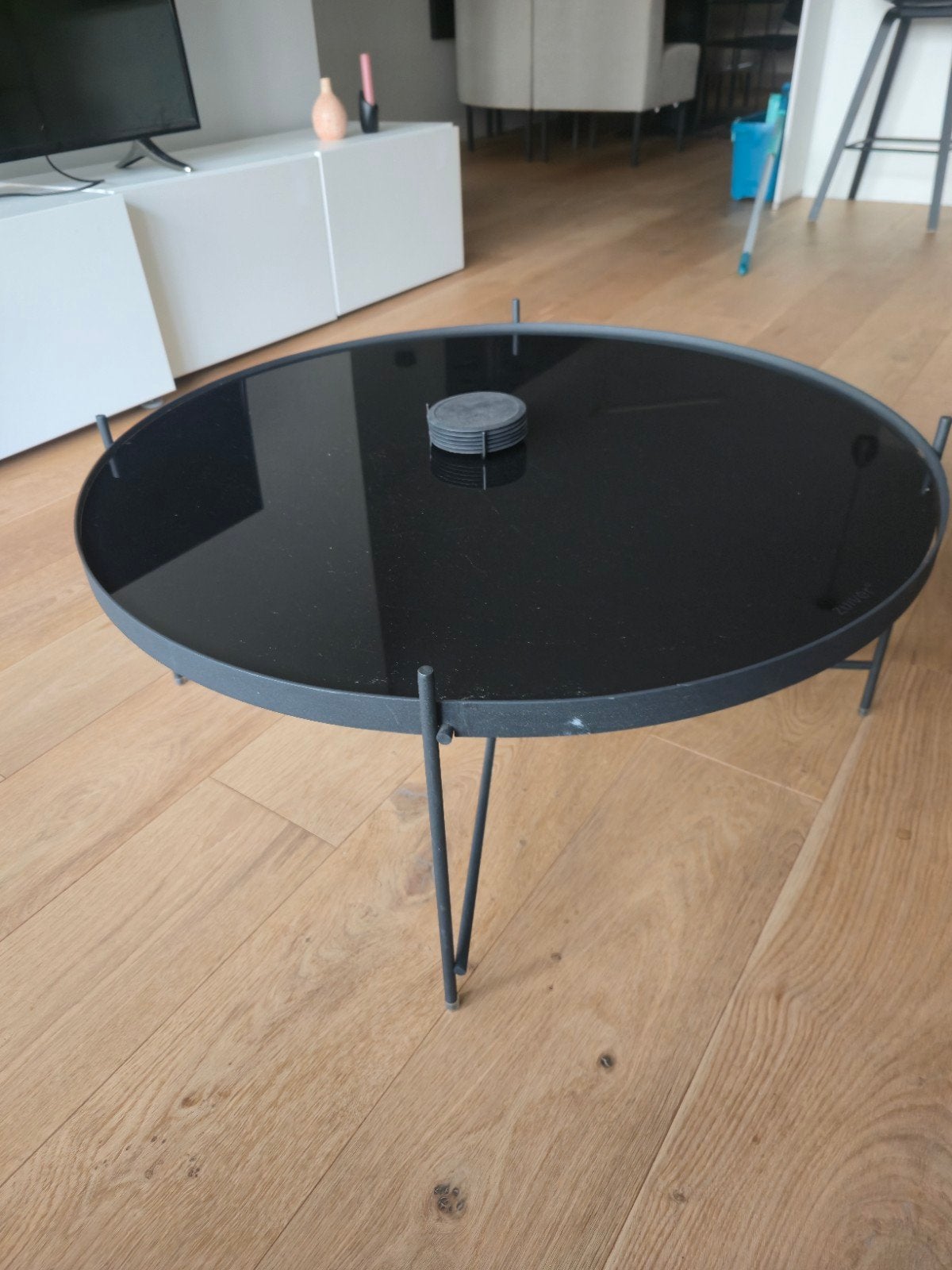 Zuiver Cupid XXL salontafel - Zwart, Ophalen of Verzenden, Rond, 50 tot 100 cm, 50 tot 100 cm