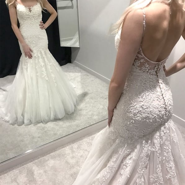 Mermaid trouwjurk maat 36/38, Ophalen of Verzenden, Zo goed als nieuw, Wit, Trouwjurk