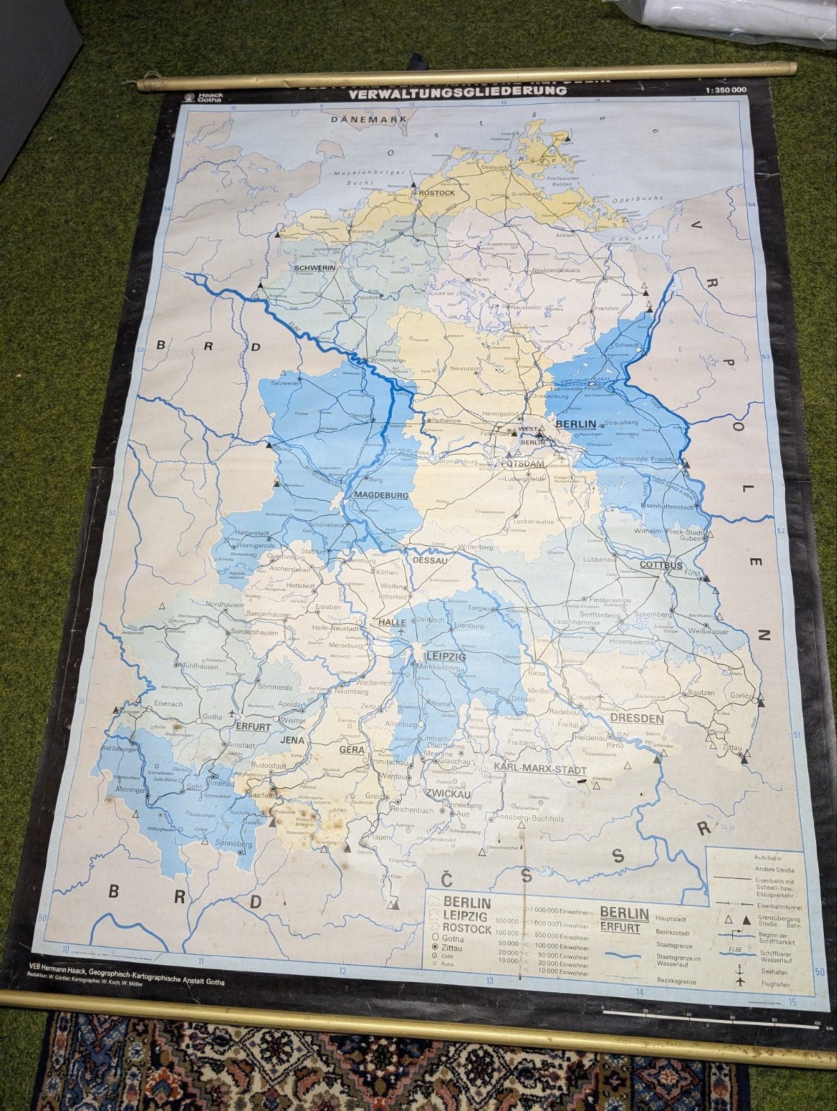 Historische kaart Duitsland: Bestuurlijke indeling, Boeken, Atlassen en Landkaarten, VEB Hermann Haack Geographisch-Kartographische Anstalt Gotha