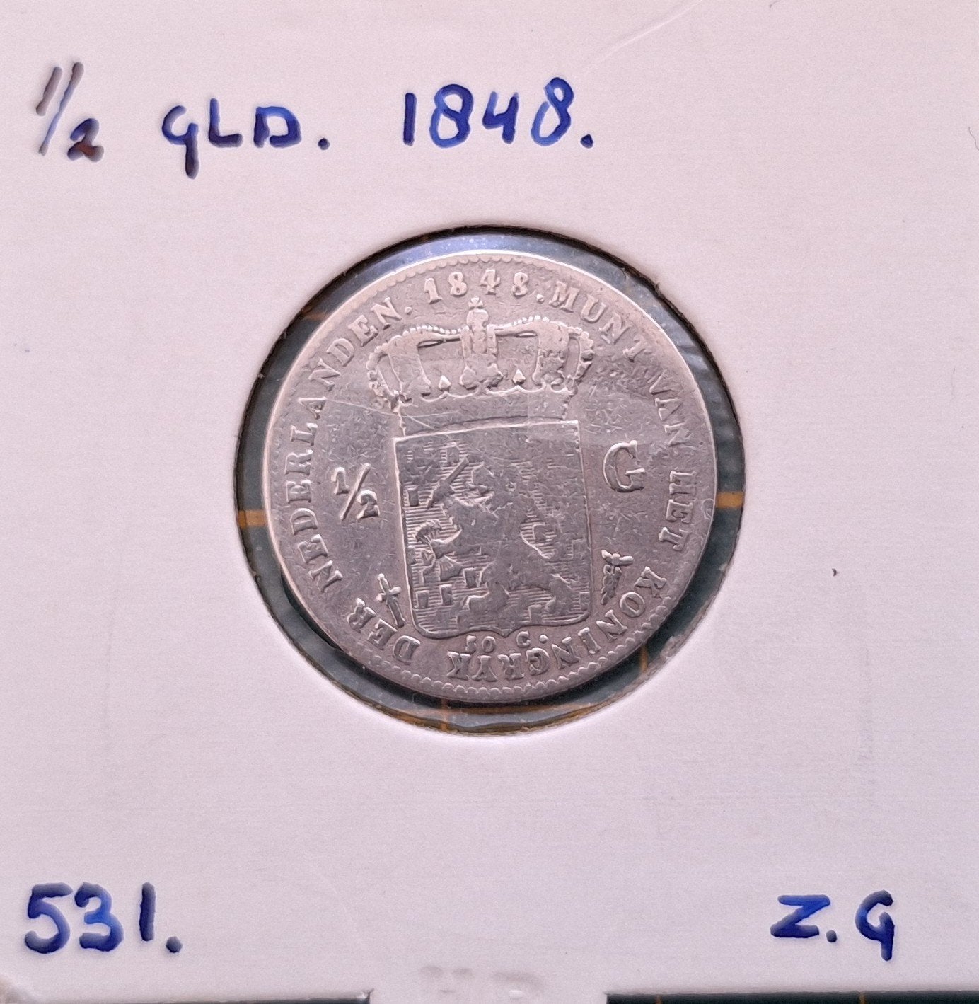 1/2 gulden 1848, 1 gulden, Zilver, Ophalen of Verzenden, Losse munt