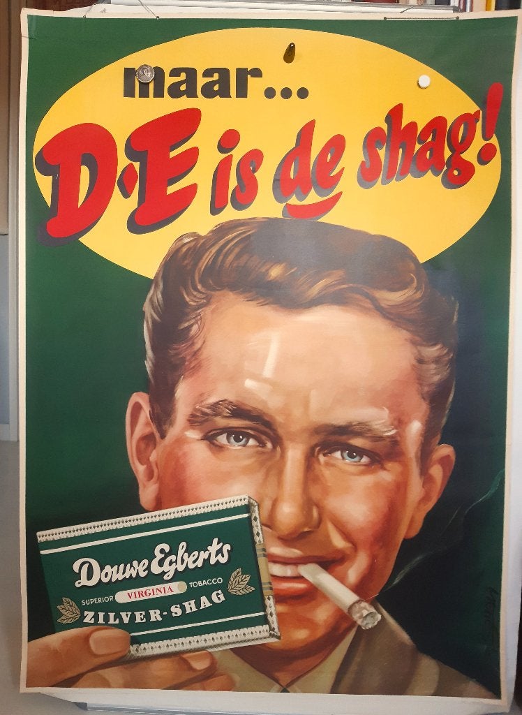Originele poster Douwe Egberts Tabak Shag Frans Mettes, Verzenden, A1 t/m A3, Reclame, Rechthoekig Staand