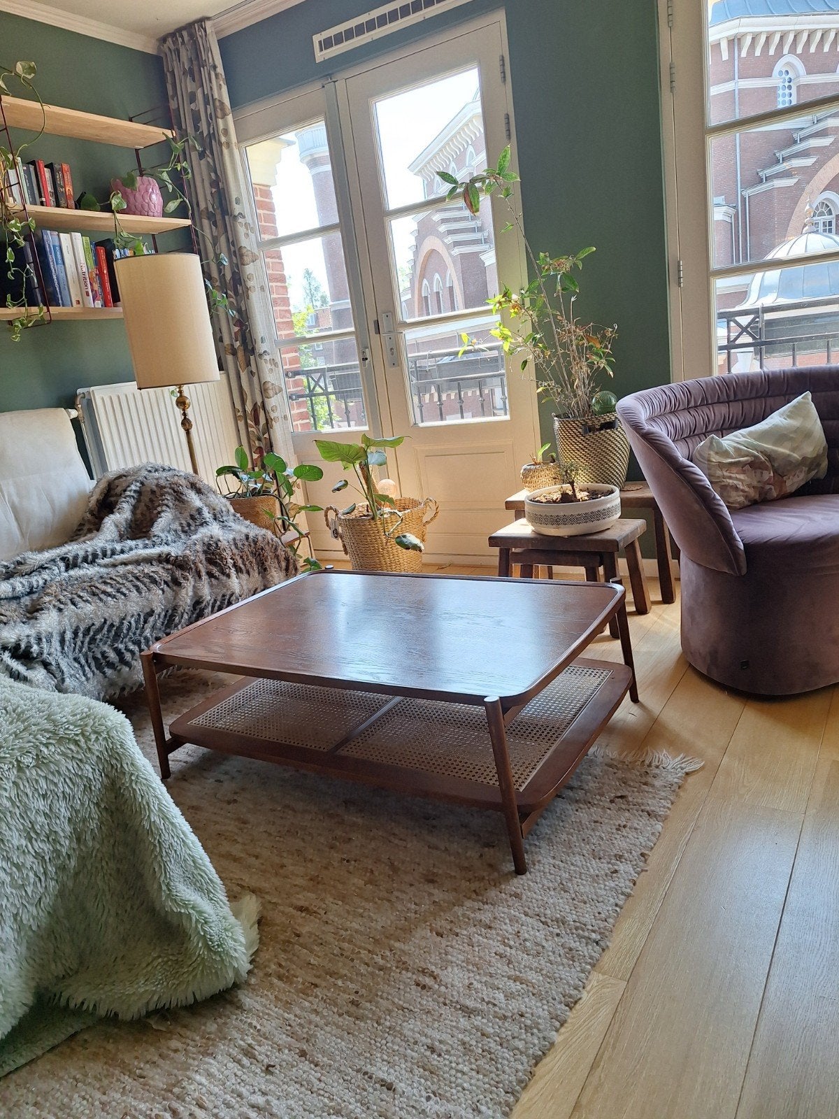 Westwing Collection Libby Salontafel met Weens vlechtwerk, Ophalen, Gebruikt, 100 tot 150 cm, Modern, Scandinavisch, Bohemian