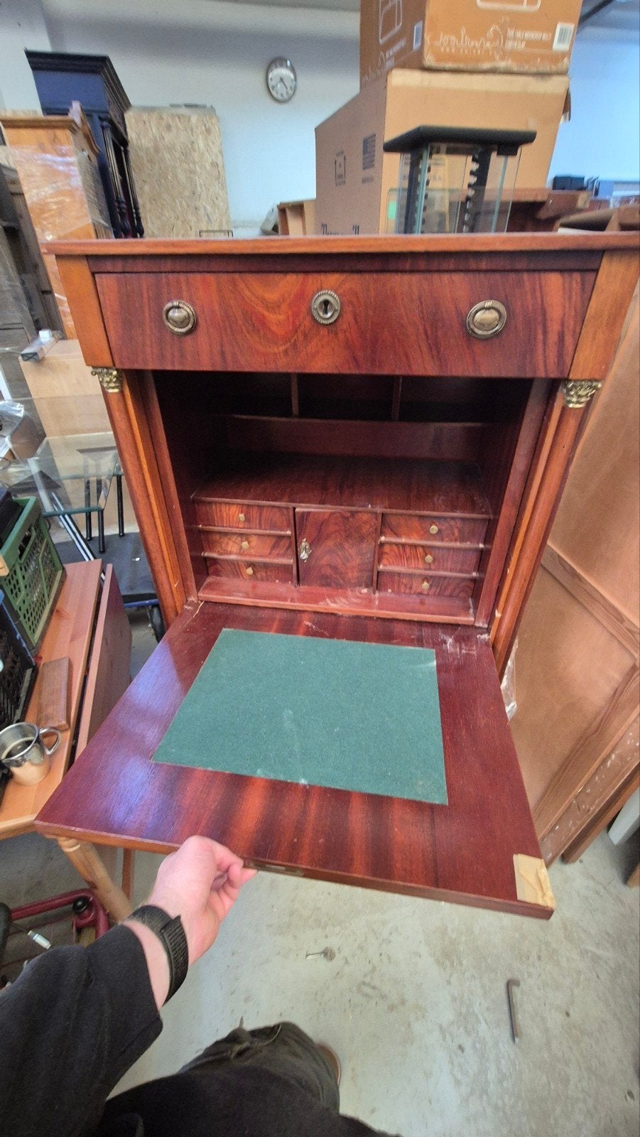 Antieke Mahonie Secretaire - Empire Stijl - 19e Eeuw, Ophalen of Verzenden
