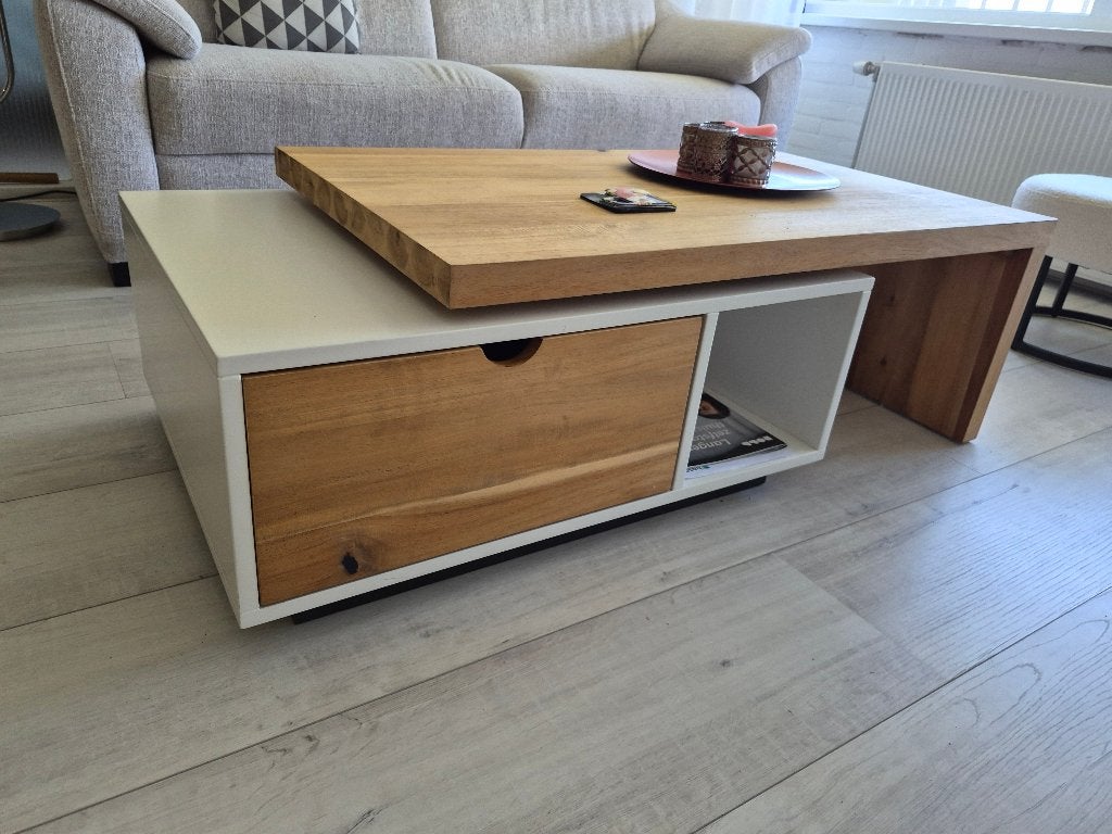 houten salontafel, Ophalen, 100 tot 150 cm, 50 tot 100 cm, Zo goed als nieuw
