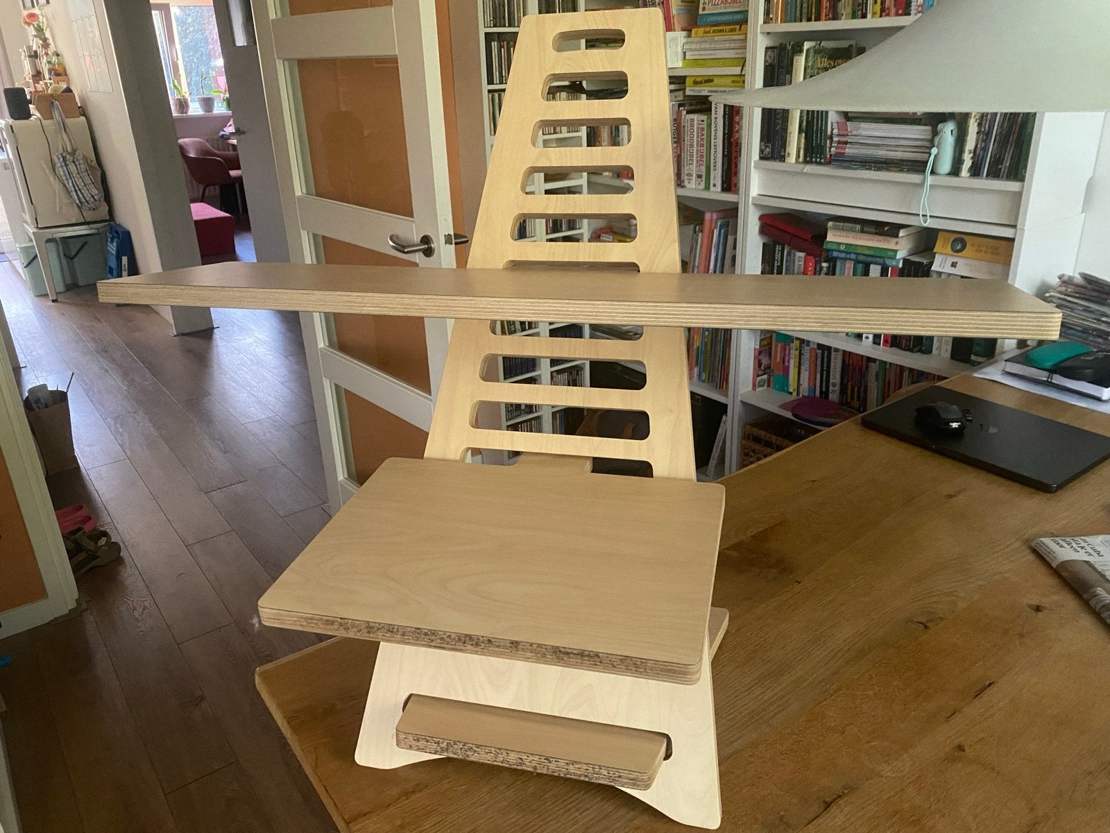 De Upstaa Bamboe - Ergonomisch Zit-Sta Bureau Opzetstuk, Huis en Inrichting, Ophalen, Hout, Zo goed als nieuw, Overige merken