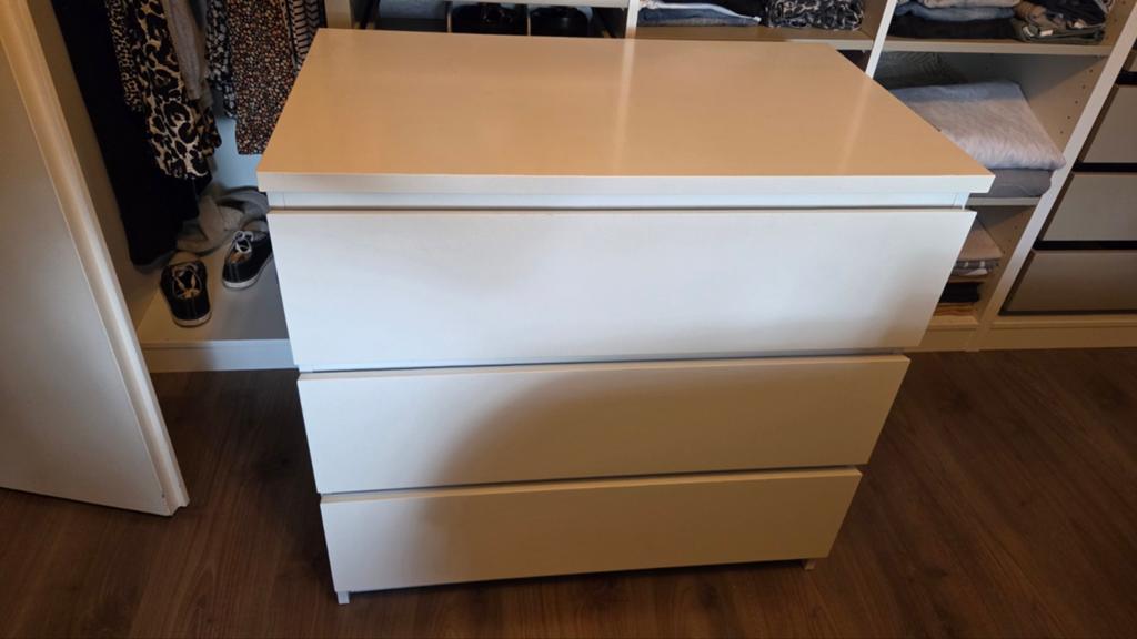 Witte Ikea ladekast met 3 laden, Ophalen, Overige materialen, 50 tot 100 cm, Zo goed als nieuw
