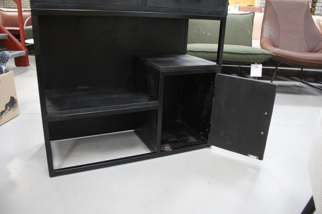 Mooie zwarte halkast dressoir sidetable metaal hout 2 lades, Met deur(en), Nieuw, 50 tot 100 cm, 25 tot 50 cm