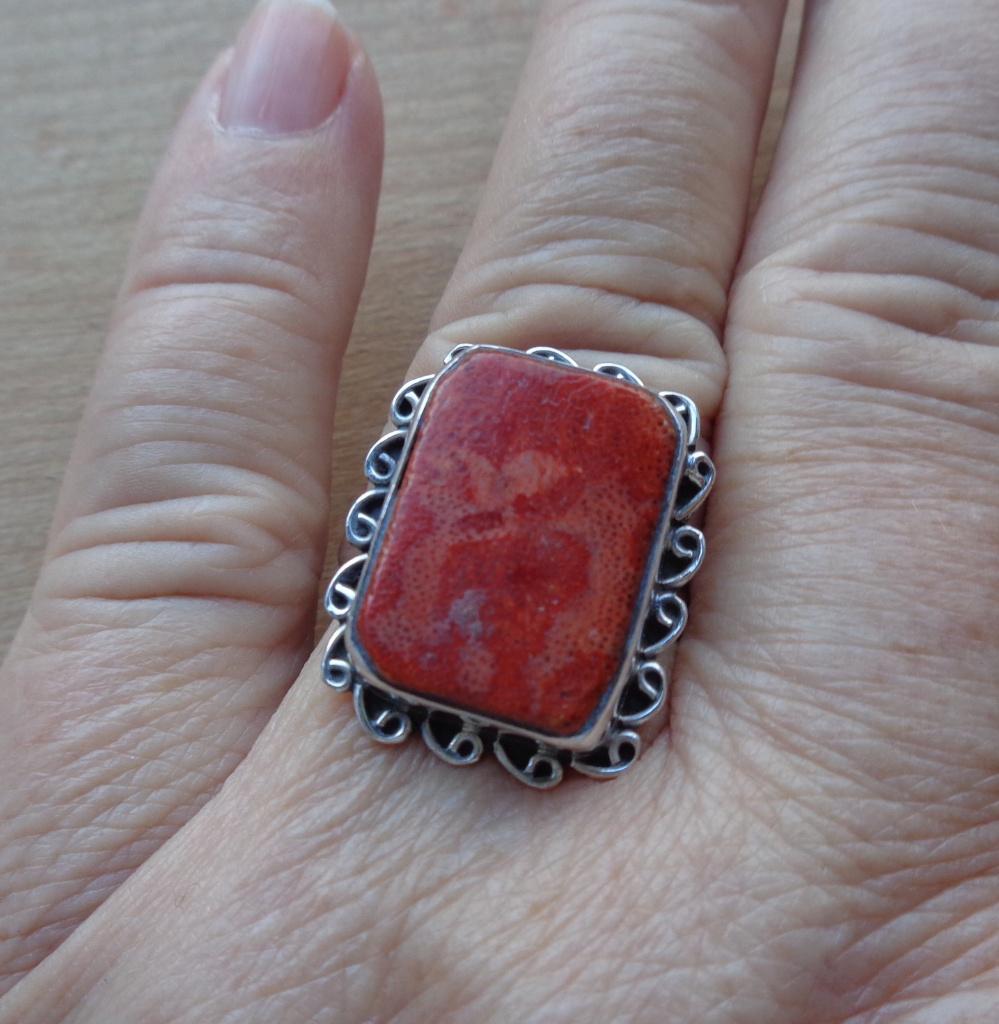 zilveren ring met natuurlijke jaspis [851], 18 tot 19, Verzenden, Zo goed als nieuw, Dame