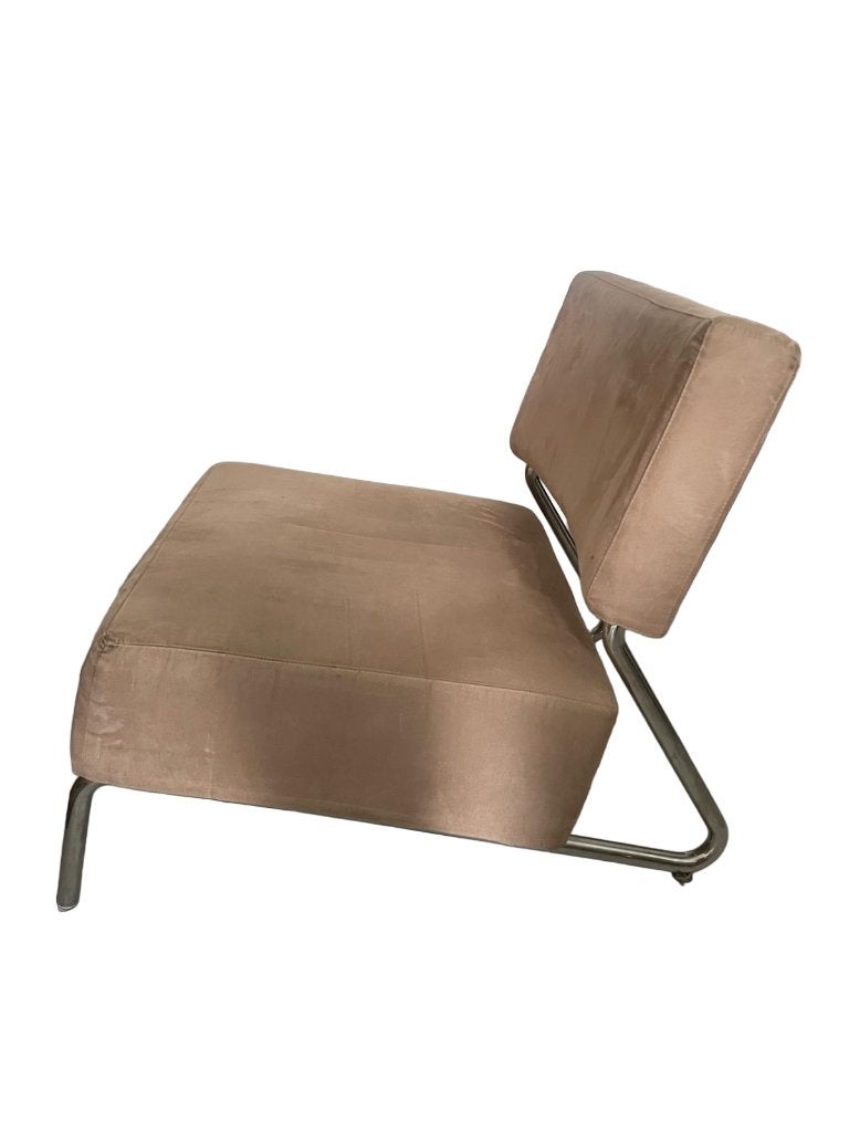 Retro achtige velours stoel met chromen poten, Huis en Inrichting, Ophalen, Overige materialen, Gebruikt, Overige kleuren