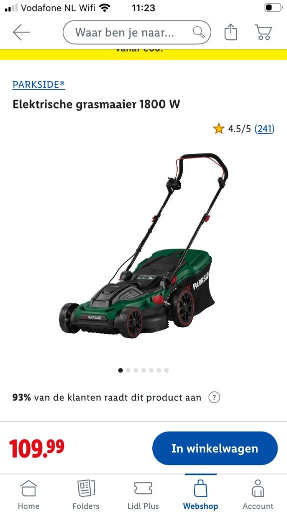 Grasmaaier Parkside nieuw, Ophalen, Elektrische grasmaaier, Nieuw, Parkside